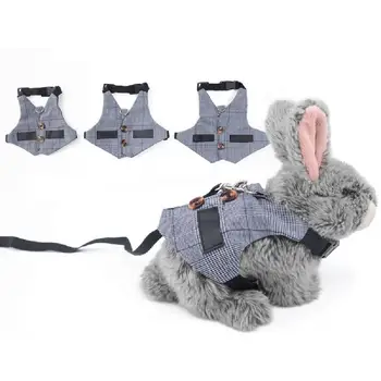 

Small Pet Rabbit Plaid Suit Harness Clothes Vest Chest Strap Leash Traction Rope
