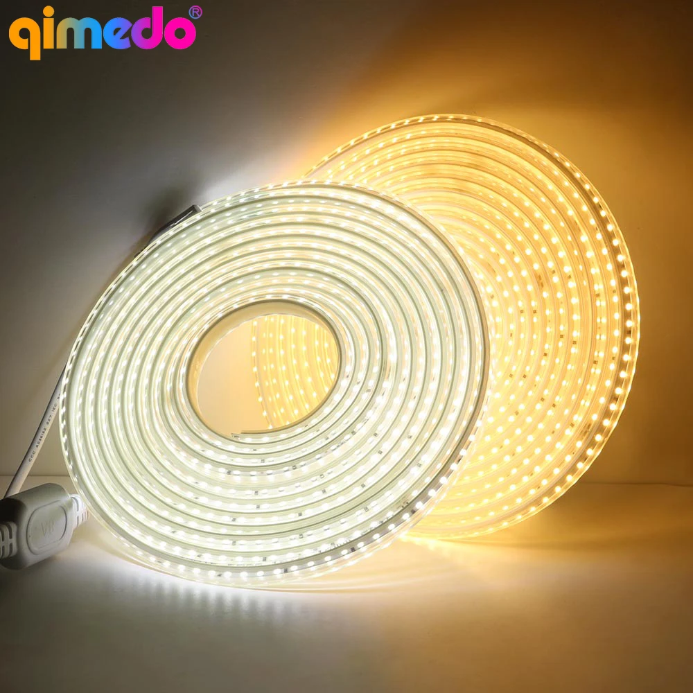 Высокая безопасность Светодиодная лента AC 220V SMD 2835 высокая яркость 120LED/M гибкий светодиодный светильник