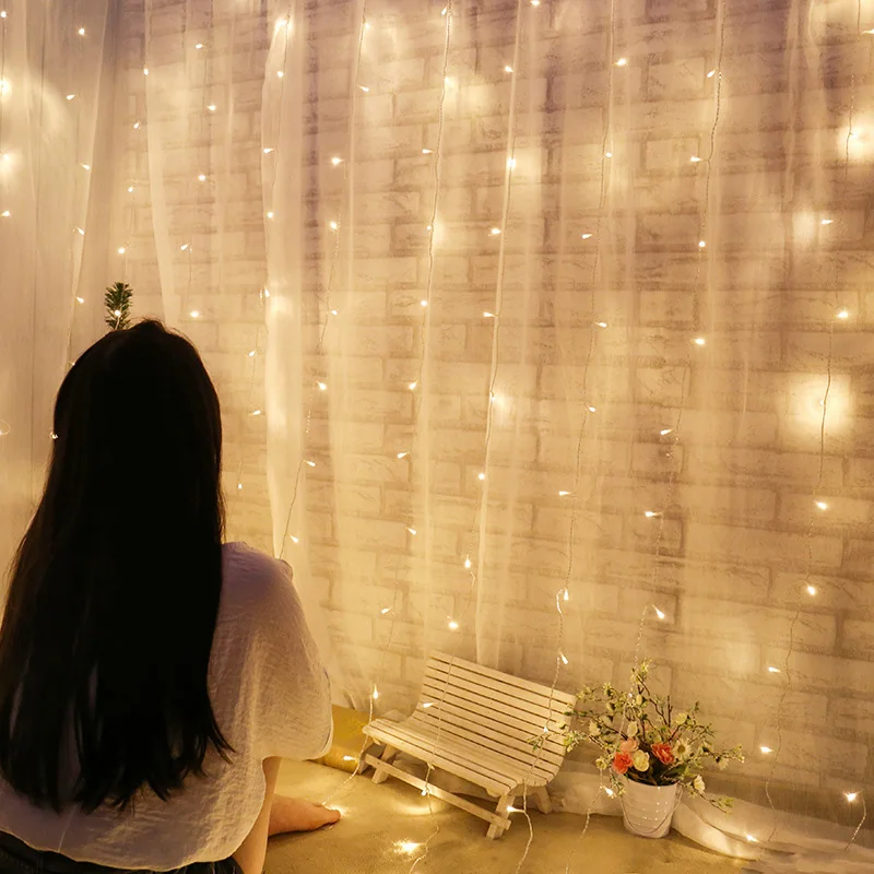 

3x1 LED Icicle Fairy Light Christmas indoor EU Plug Garland Curtain Led String Garland Curtain Led String