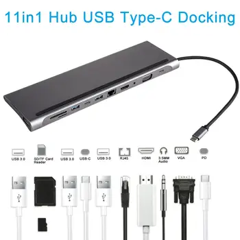 

HUB Adapter USB C HUB Type-c 3.0 USB-C To HDMI 4K SD/TF Card Reader PD Charging Gigabit Ethernet Adapter for MacBook Pro HUB