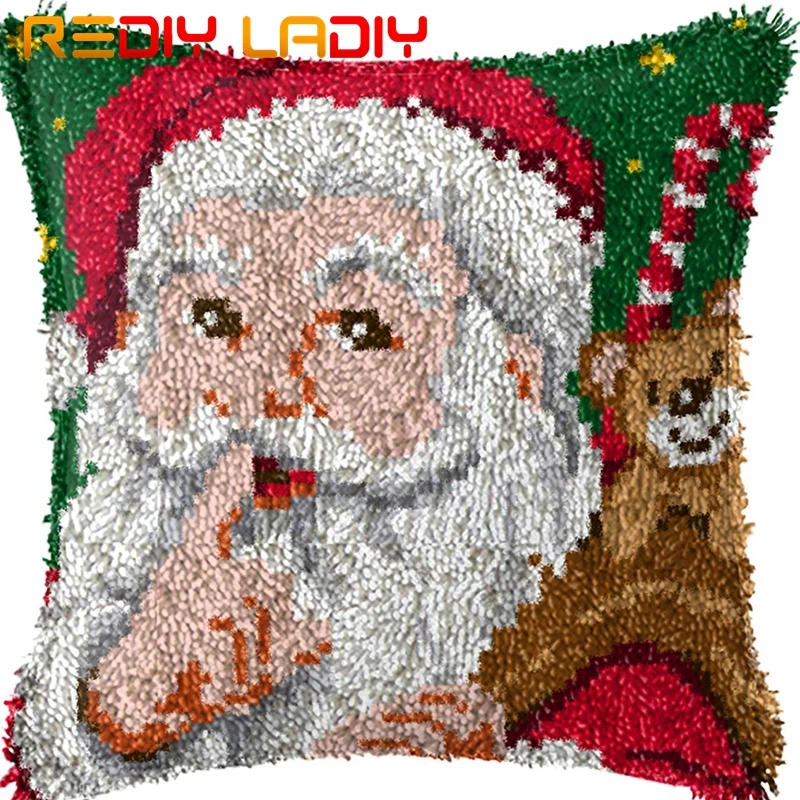 Latch Hook Cushion Merry Christmas Pillow Case Printed Color Canvas