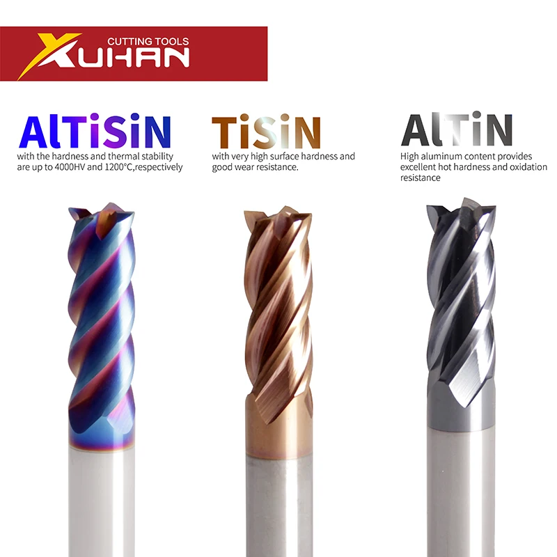 Alloy Cutter Steel Coating 4 Flute Carbide End Mill Tungsten