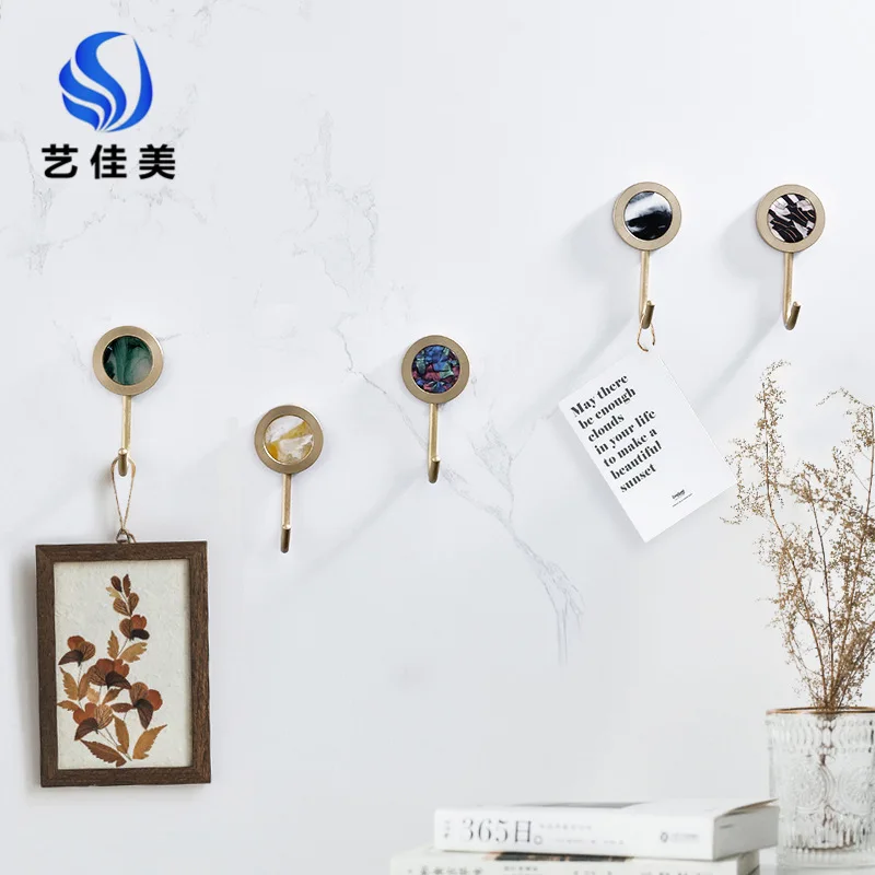 

Creative Brass Single Hook Entrance Fitting Room Shells Hook Bathroom Bedroom Hat-and-coat Hook-Free Punched Clothes Hook