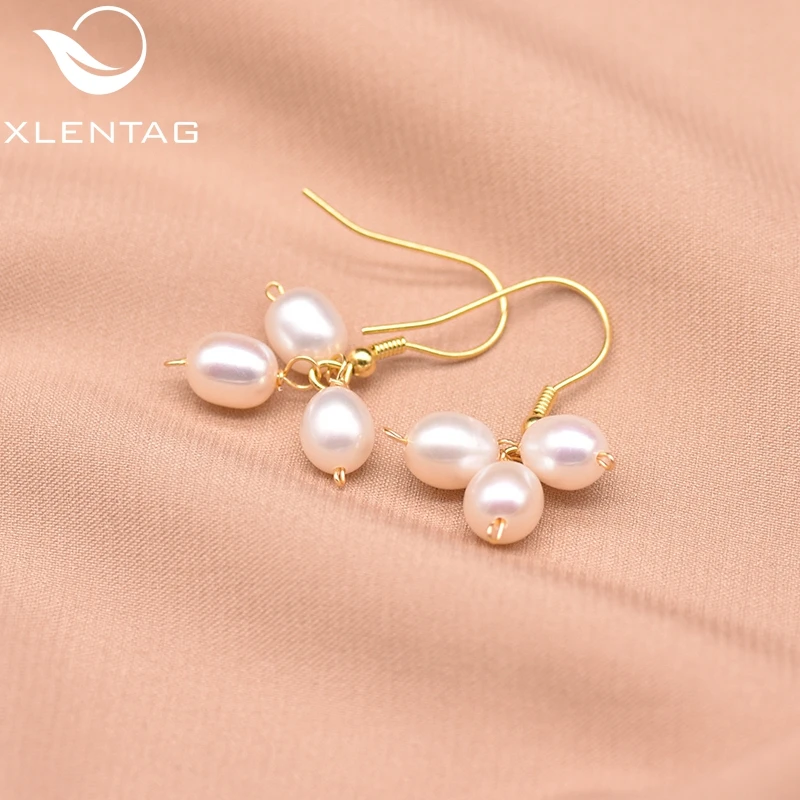 Серьги XlentAg с пресноводным жемчугом серьги капли для женщин минималистичные 925s