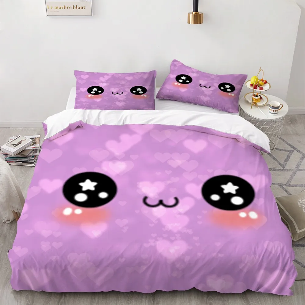 

Shy Face Kids Bedding Sets 2/3 Piece Bed Linen Set Pillowcase Twin Full Queen King Size Teens Bed Cover Soft Bedspread Home