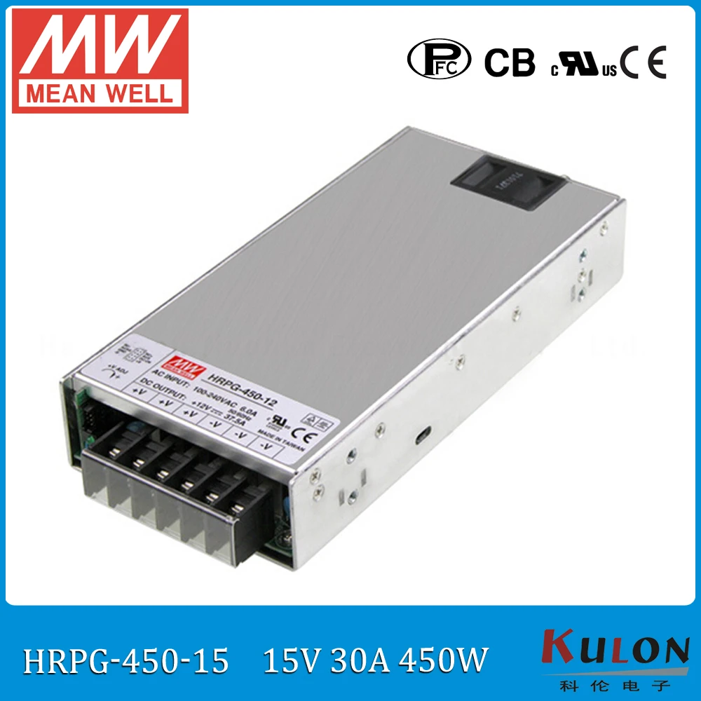 

MEAN WELL HRPG-450 single output 450W 48V 24V PFC SMPS Switching Power Supply 220V To 12V AC DC Transformer 9.5A 90A Led Strip