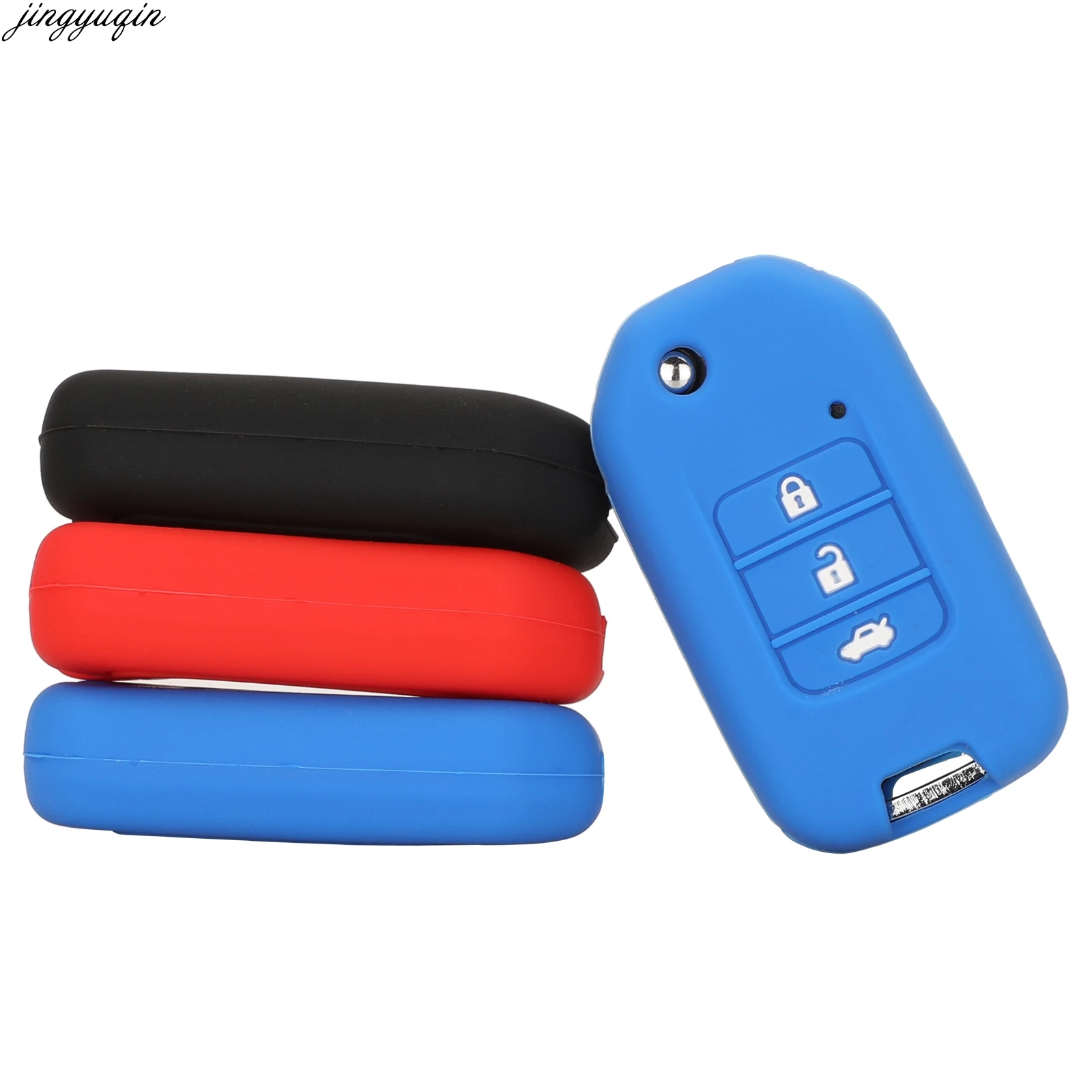 3 Button Silicone Car Key Fob Pocket Cover Case For Honda Civic CR-V HR-V Accord Jade Crider Odyssey 2015- 2018 Remote Protector |