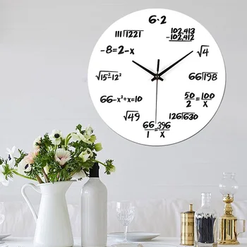 

Modern Gift Math Equation Bedroom Office Pointer Round Acrylic Battery Powered Simple Home Decor For Kids Rooms Wall Clock