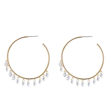 Модные корейские шикарные серьги-кольца, круглые большие кольца, блестящие массивные серьги с кисточками из Кубического циркония Kpop, аксессуары для женщин