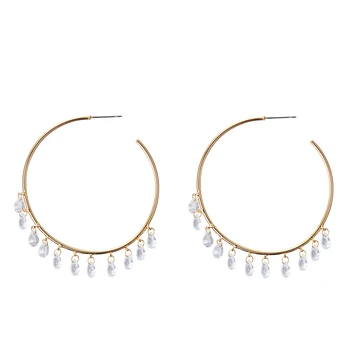 

Fashion Korean Chic Hoop Round Big Ring Shining Statement Cubic Zircon Kpop Tassel Earrings 2020 for Women Accessories