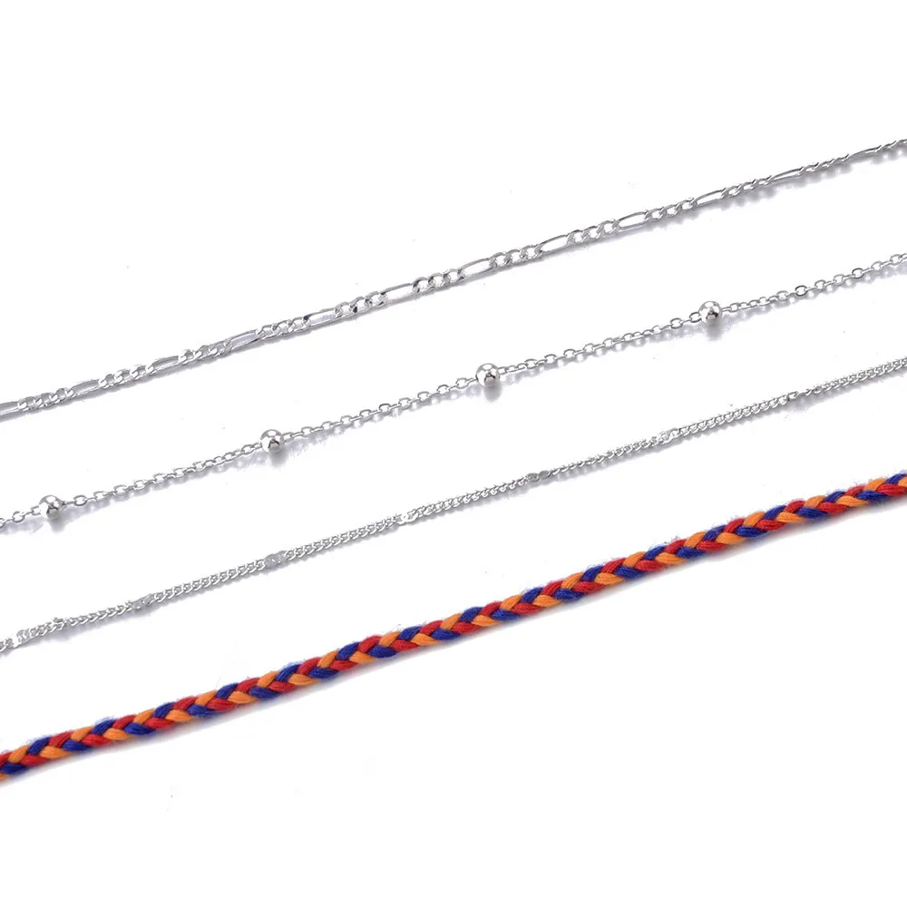 4 шт./компл. в этническом стиле элементы ретро цветная веревка тканый узор цепочка