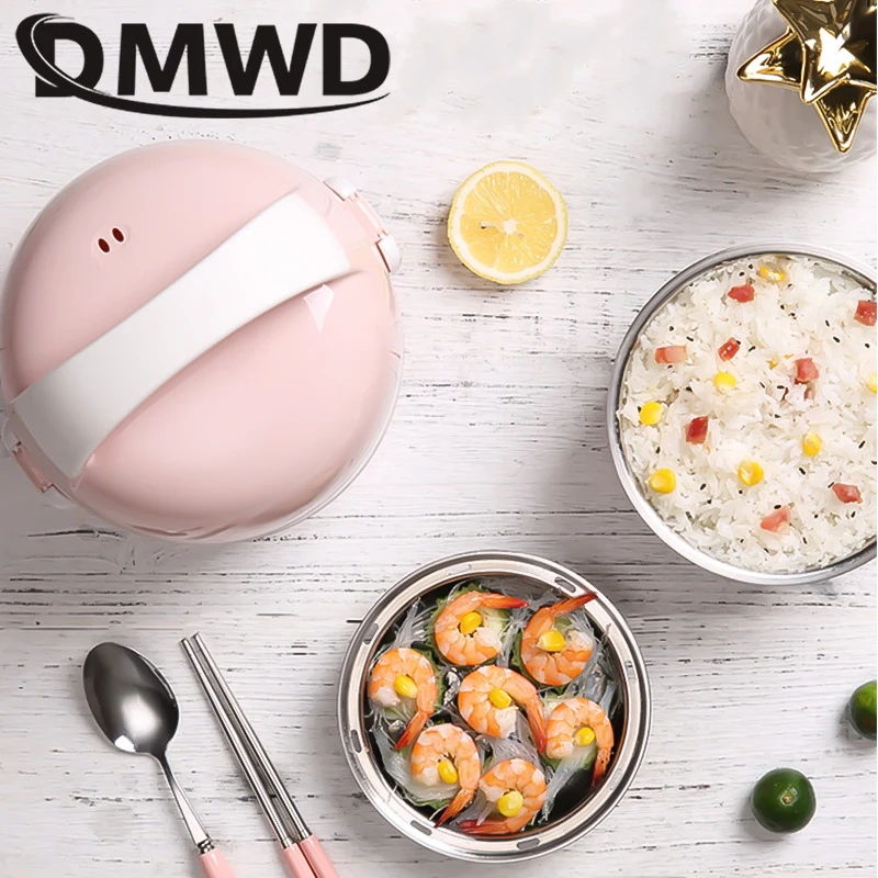 Мини рисоварка DMWD термоварка для еды Ланч бокс бенто с электрическим подогревом 2