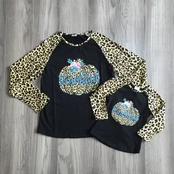 

girlymax mom daughter clothes girls thanksgiving raglan girl leopard pumpkin raglan mum and daughter top