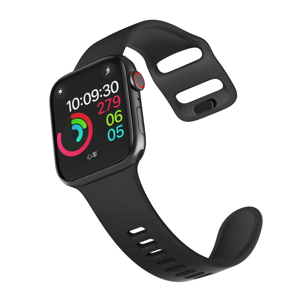 Black Для Apple Watch band 5 4 3 2 1 Спортивный мягкий жидкий силиконовый браслет жидкий резиновый сменный ремешок 38 42 мм для iwatch 40 44 мм - Цвет ремешка: Black