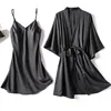 Kimono Bathrobe Gown Female 2PCS Robe Set Satin Sleepwear Casual Nightgown Bridal Wedding Gift Sexy Nightwear Intimate Lingerie ► Photo 3/6