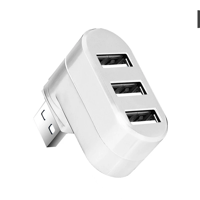 white Поворотный сплиттер для зарядки, 3 порта, usb-хаб, 3 USB 2,0, адаптер для ноутбука Macbook, ноутбука, компьютера, USB, несколько usb-хаб - Цвет: white