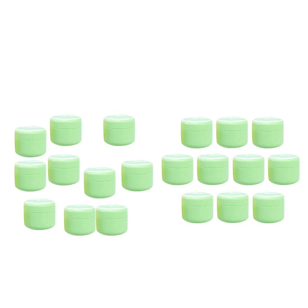 20pcs Empty Jars with Lids , Refillable BPA-Free Plastic Container Refillable Round Makeup Containers for Cosmetics - Green