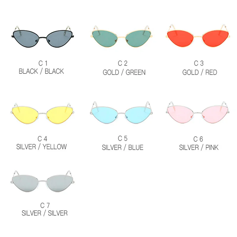 Cute Sexy Ladies Cat Eye Sunglasses Women Metal Frame Fashion Vintage Gradient Sun Glasses For Female UV400 Shades