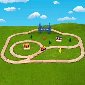 

Wooden Railway Tracks Train Set Magic Brio Puzzles Educational Toys For Children's Birthday Present Electric Toy Trains for Kids