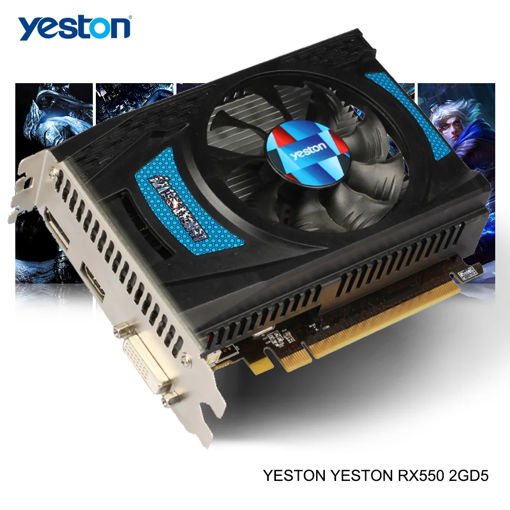 Yeston Radeon RX 550 GPU 2 ГБ GDDR5 128 бит игровой настольный компьютер ПК видеокарты Поддержка