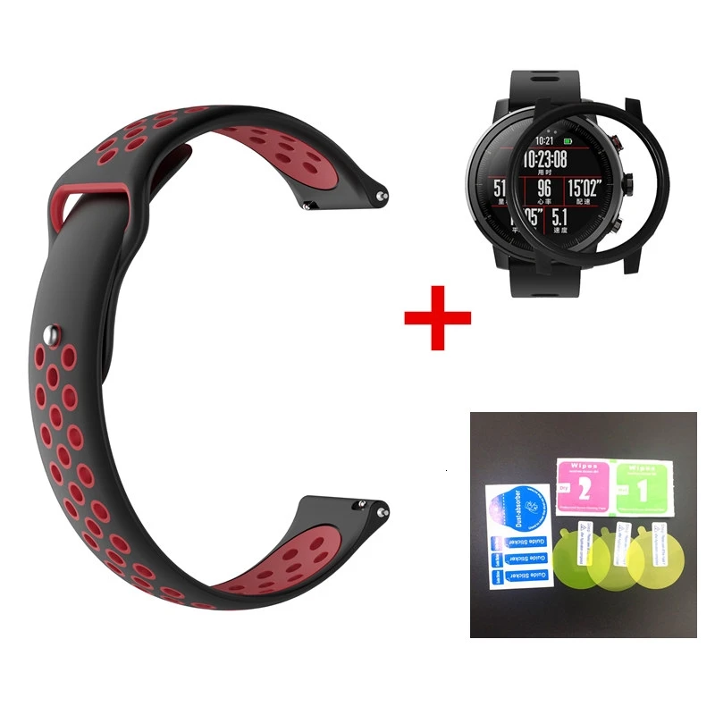 Смарт-часы протектор экрана ТПУ пленка для Xiaomi Huami Amazfit Stratos Pace 2 анти-защита от падения Чехол и замена ремешок - Цвет: 7