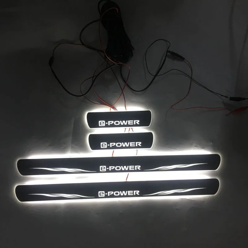Для e-power двери Динамический светодиодный светильник порога Накладка приветствуется педаль; автостайлинг мерцающие дверные пороги освещение для Nissan E-POWER