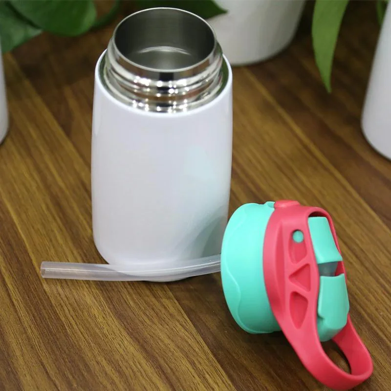 12oz Sublimation Straight Sippy Cup Flip Top Kids Bottle Stainless Steel  Double Wall Water Tumbler With