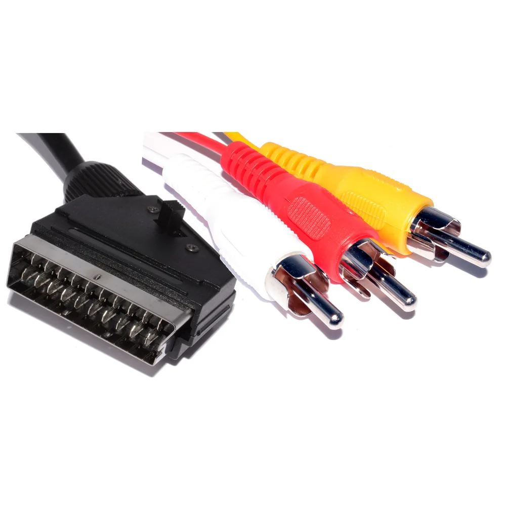 1.5M Rgb Scart Plug Mannelijk Naar 3 Rca Vrouwelijke A/V Adapter Converter Scart Naar Rca Triple 3 X Phono Kabel Composiet Audio Video Lood