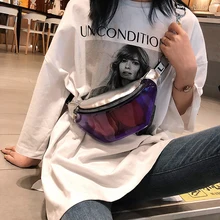 Женская поясная сумка, новинка, новинка, лазерная Желейная сумка, прозрачный дизайн, карманы, женская сумка-мессенджер, через плечо, грудь, модная сумка