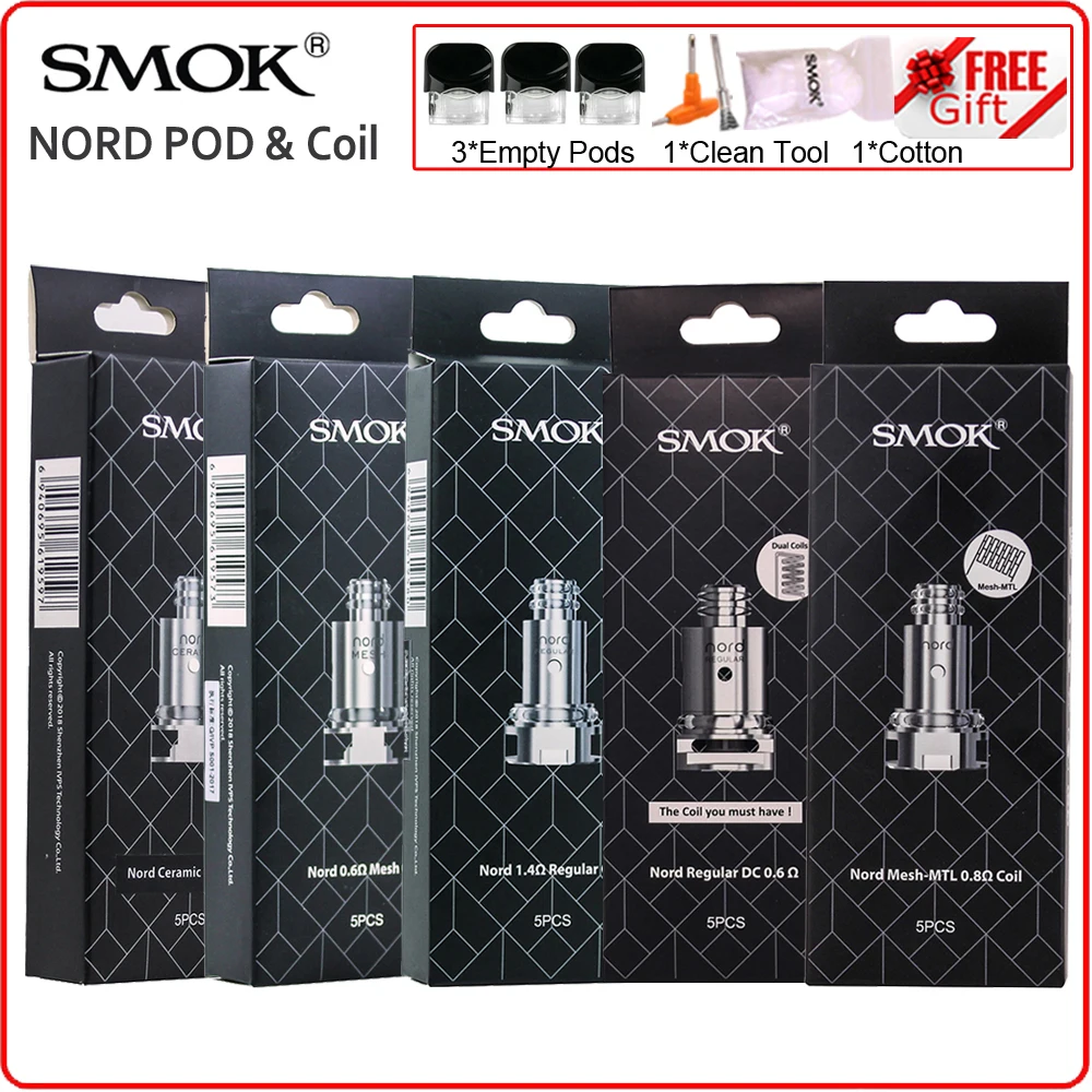 Оригинальные катушечные насадки SMOK Nord обычные сетчатые керамические резисторы