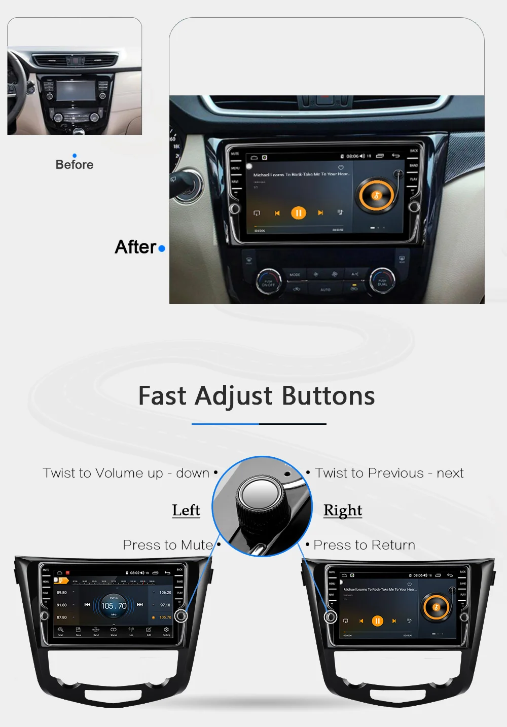 Best Funrover 8 core 2 din android 9.0 car dvd radio multimedia player for Nissan X-Trail Qashqai 2014-2017 stereo gps navigation DSP 4