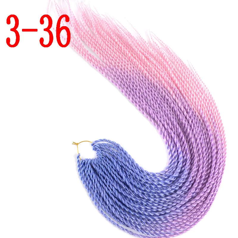 3-36 MERISIHAIR Ombre Сенегальские крученые волосы на крючках косички 24 дюйма 30 корней/упаковка синтетические косички волосы для женщин серый, синий, розовый, бро - Цвет: 3-36