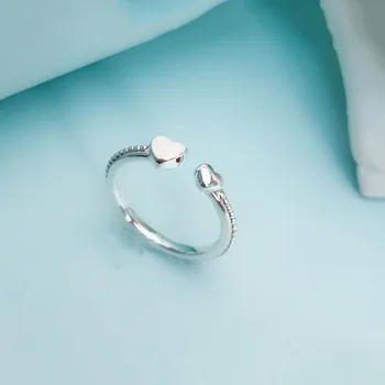 

Authentic 925 Sterling Silver New Style Double Heart Love Pan Ring For Women Wedding Party Gift Fashion Jewelry