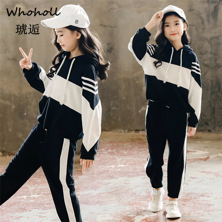 

Girls Sports Suit Tracksuit 2019 Children Fashion Active Striped Jackets Zipper Coat + Pant Set Kids Clothes Autumn Clothing Set