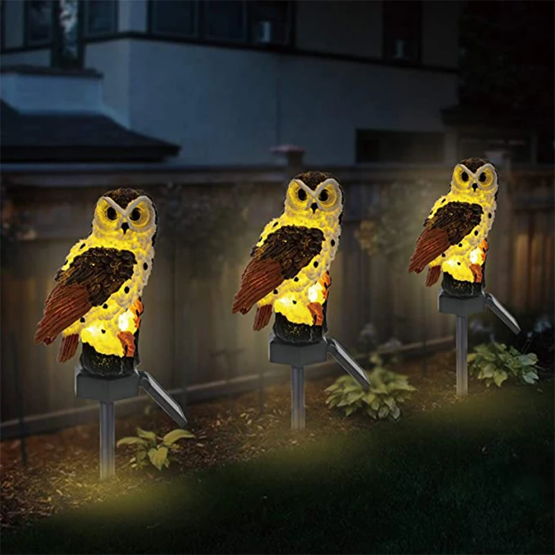 LED Outdoor Waterproof Landscape Lights Solar Lamp Sculpture Owl Shape Light Solar Light Novelty Decoration Garden Night Light