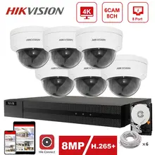 Hikvision IP Kit de seguridad 4K 8CH NVR POE 6 uds Hikvision 8MP cámara IP DS-2CD2185FWD-I interior/al aire libre Hik-Conectar macho y jugar