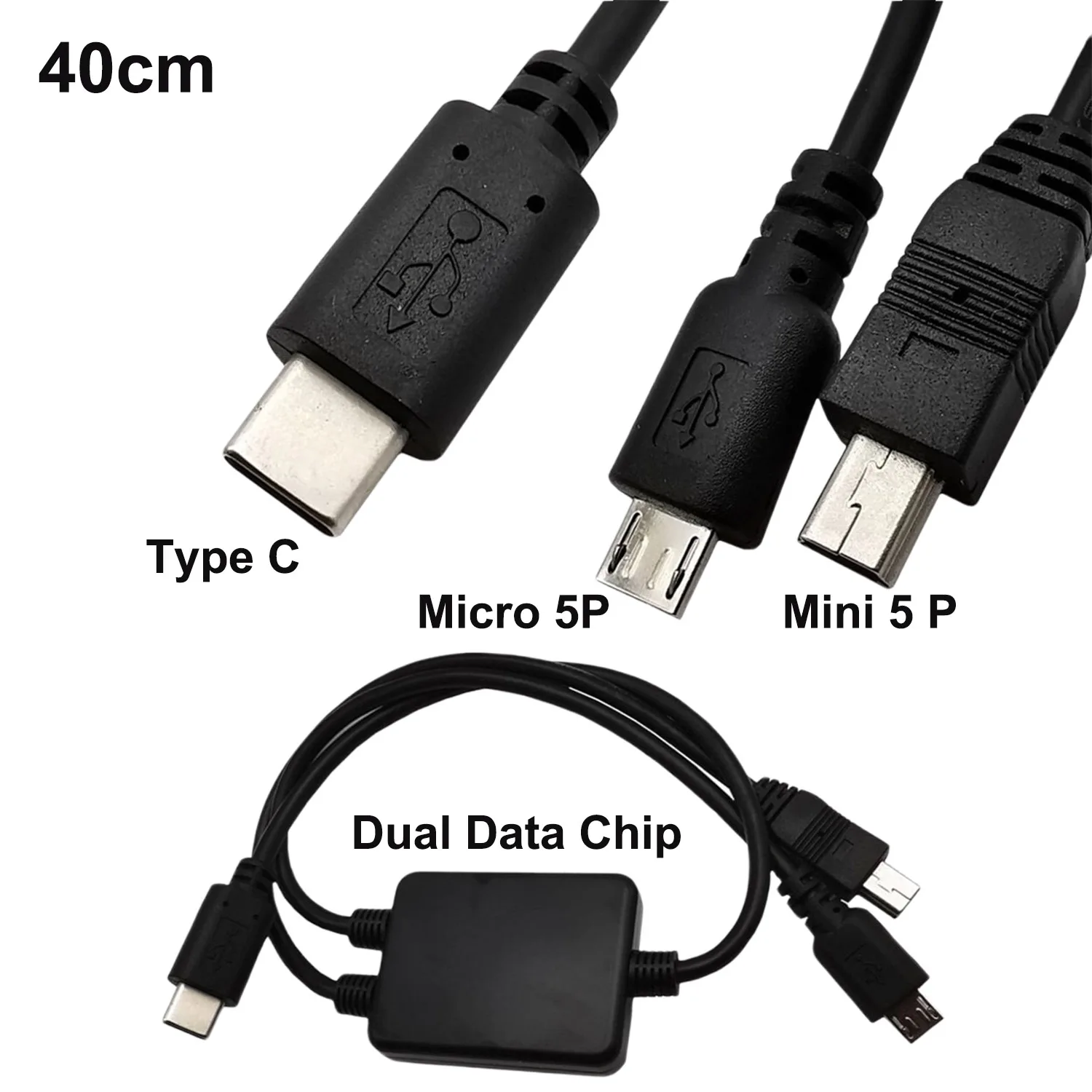 Multifunction Usb 2 In Usb Cable Micro Usb & Mini Male Type C Male Adapter Type C Usb Otg Charging Splitter Cable - Pc Hardware Cables & Adapters - AliExpress