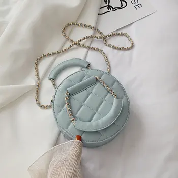

Round Small PU Leather Crossbody Bags for Women 2020 Solid color Designer Shoulder Handbags Winter Branded Women's Hand Bag