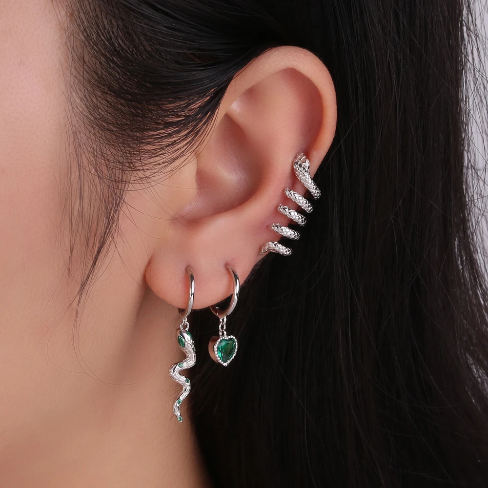 High Quality NO Piercing S925 Sterling Silver Snake Clip Earrings Fashion Punk Jewelry for Women Men