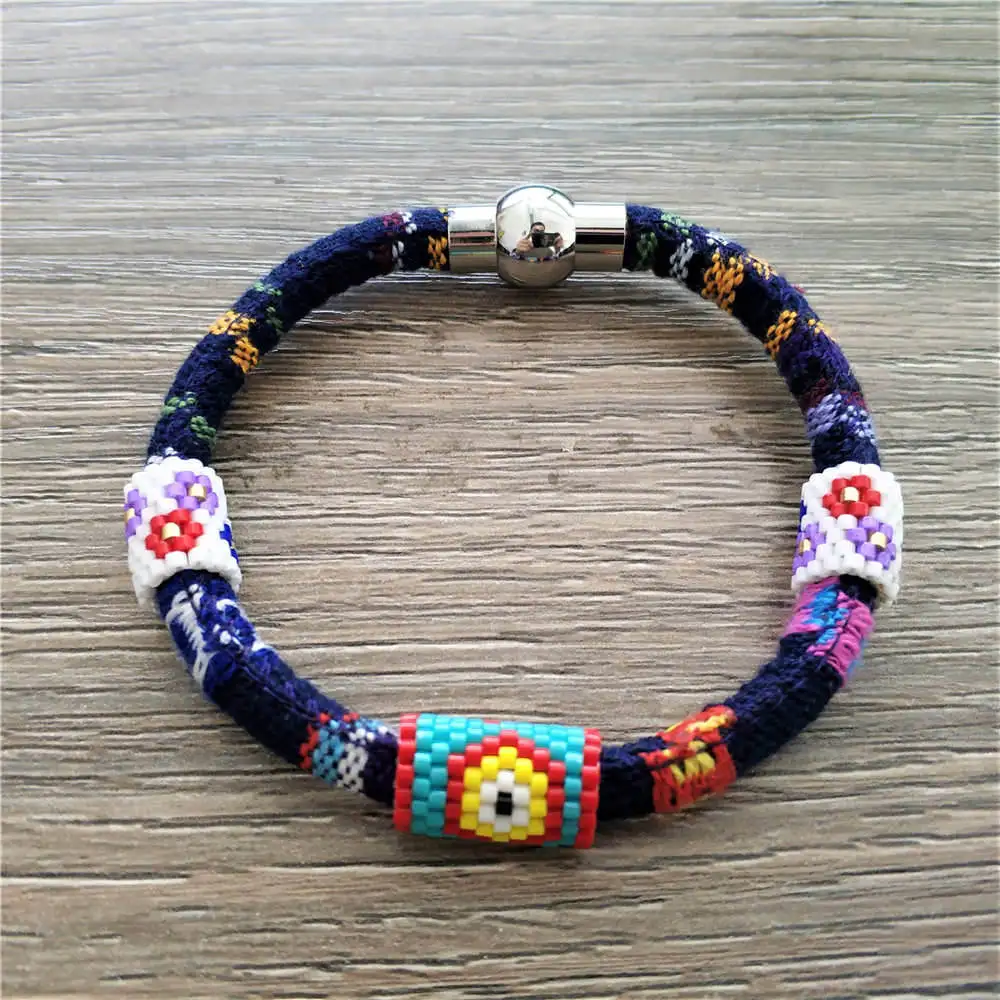 Shinus MIYUKI браслет Delica Beads Evil Eye браслеты Boho шик Pulseras Mujer Кристалл кисточкой ювелирные изделия аксессуары лето - Окраска металла: MI-B190236A