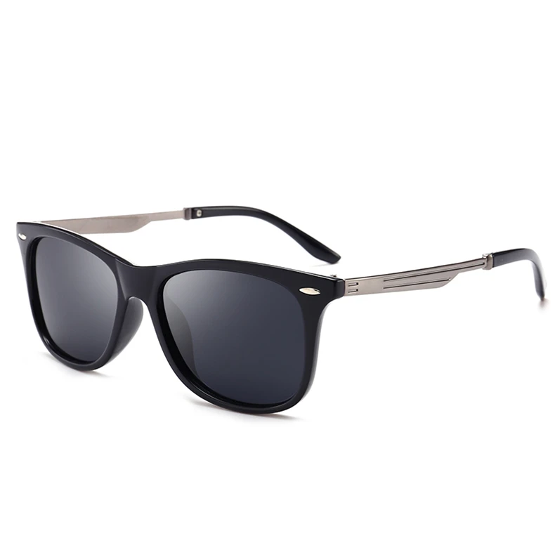 Мужские солнцезащитные очки в ретро стиле, поляризационные, квадратные, брендовые, дизайнерские - Цвет линз: C1