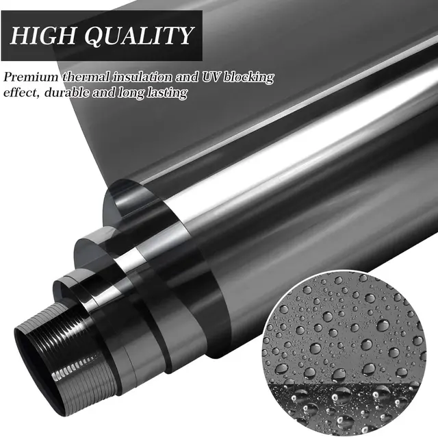Sun Blocking Reflective Window Film One Way Mirror Self Adhesive Privacy Glass Tint Heat Control UV Rejection Black Silver black
