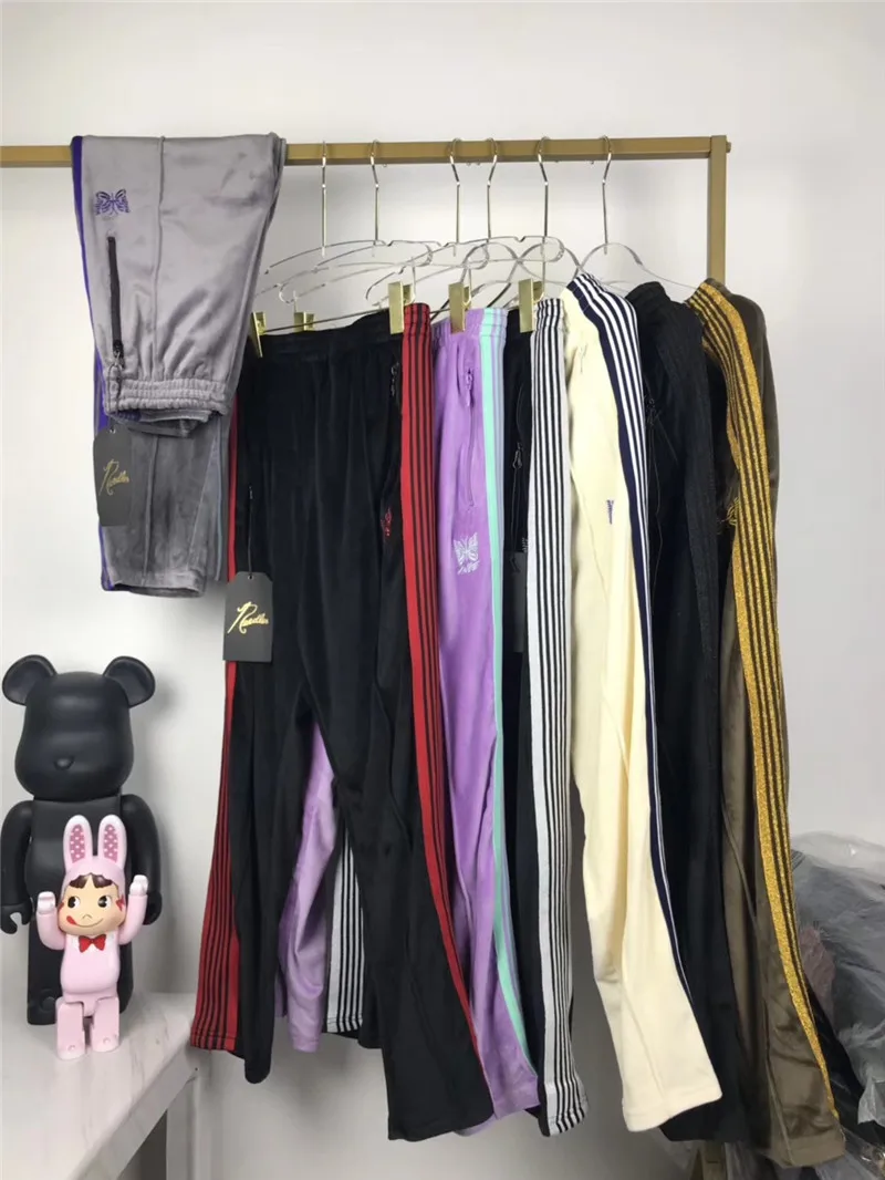 AWGE Needles спортивные штаны для мужчин и женщин 1:1 высокого качества с вышивкой бабочки полосатые бегуны бархатные иглы AWGE спортивные штаны