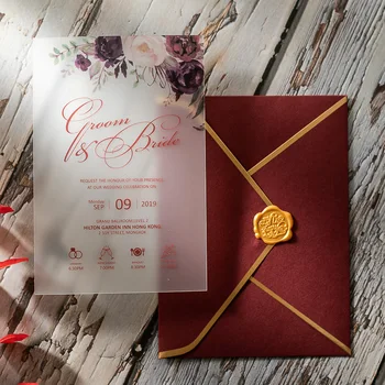 

2020 best sell luxury personalized printed clear acrylic wedding invitation card