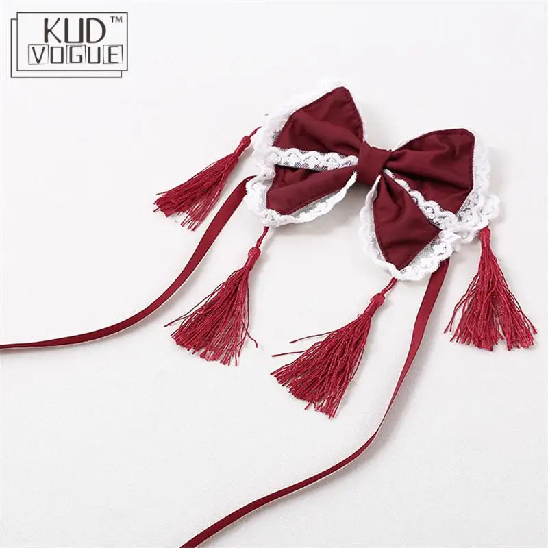 Головной убор Лолиты заколки для волос в виде бантика Hairband женские заколки для волос Kawaii аксессуары для волос для девочек Косплей головные уборы c шариком Scrunchie