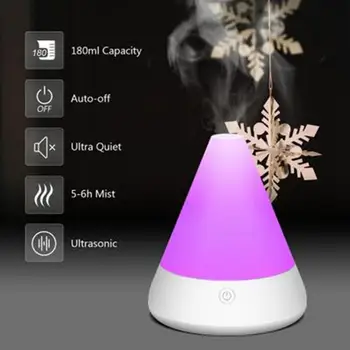 

Santa Hat Design Aroma Essenatial Oils Diffuser Ultrasonic Aromatherapy Air Humidifier with Colorful LED Light for Room