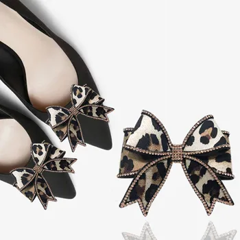 

2pcs Leopard Bow-knot Bridal High Heels DIY Bohemia Style Shoes Accessories For Wedding Party Manual Boots Shoe Decorations New