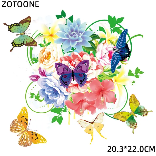 Flower Patch Iron-on Transfers for Clothing Thermoadhesive Patches Daisy Stickers Diy Flex Fusible Transfer Appliques Stripes 0121