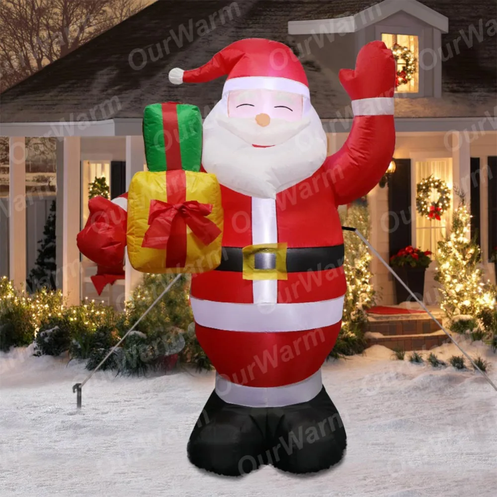 OurWarm 150cm Christmas Inflatable Santa Claus Night Light Figure Outdoor Garden Toys Christmas Party Decorations New Year