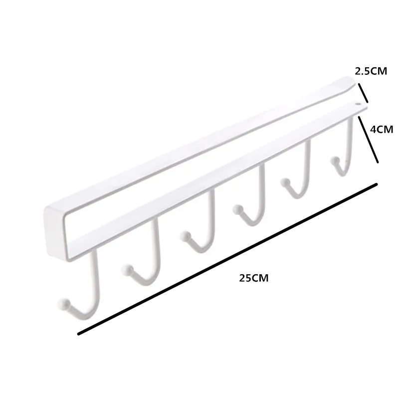 Кухонный крючок многофункциональный 6 вешалка для полотенец для ванной комнаты вешалка для одежды кухонный держатель кружки для посуды Висячие настенные крючки для хранения - Цвет: White